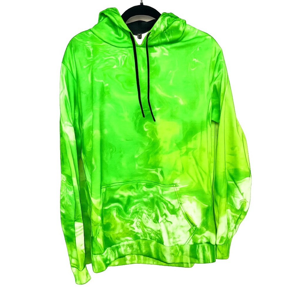 Men’s IEDM Neon Green Marble Festival Hoodie NWT Size M EDC Rave EDM